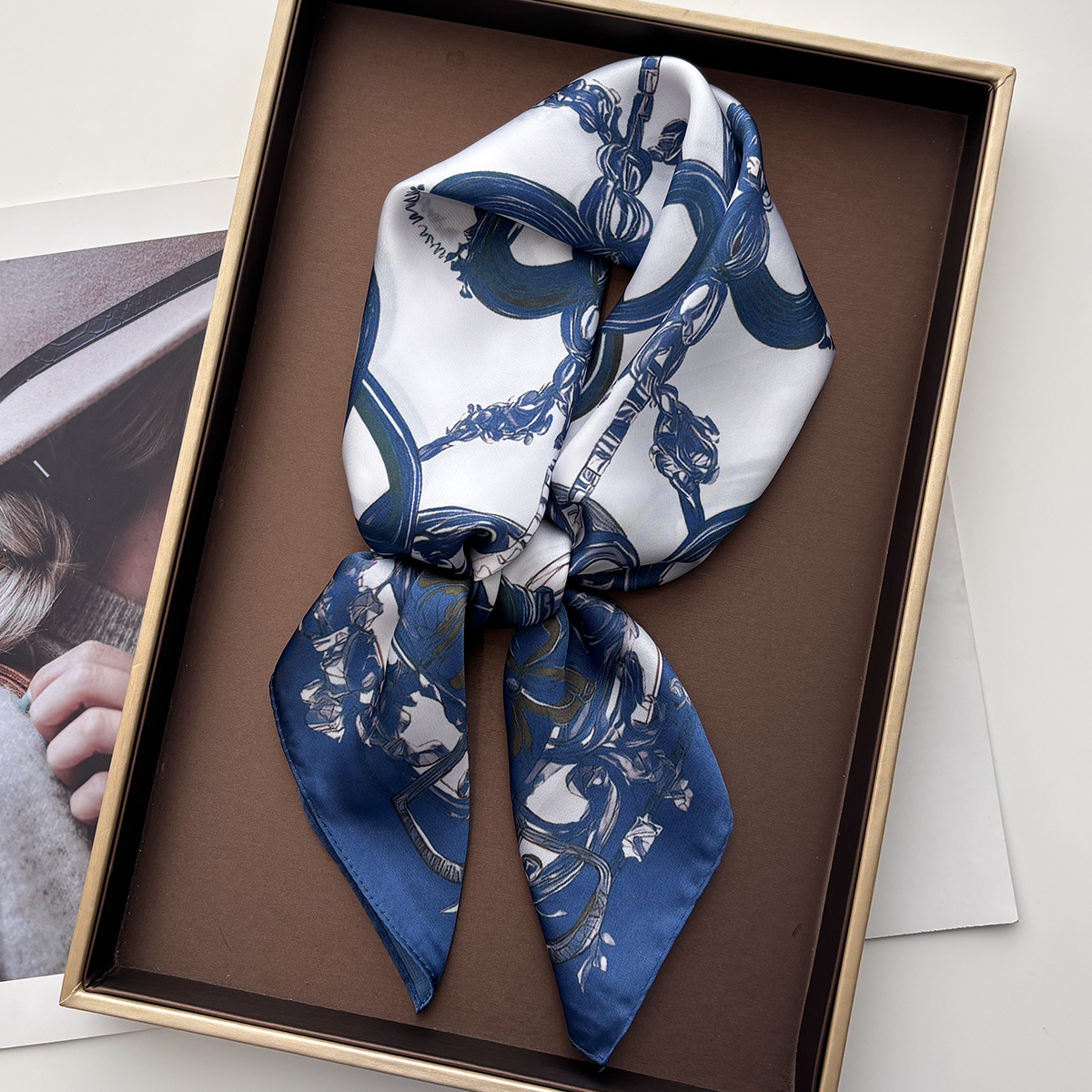 Face Scarf Mask - 70*70cm Luxury Starfish Print Square Scarf