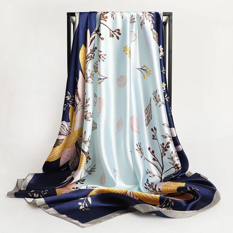 Ascot Neck Scarf - 90*90cm Square Silk Scarf Women Fashion