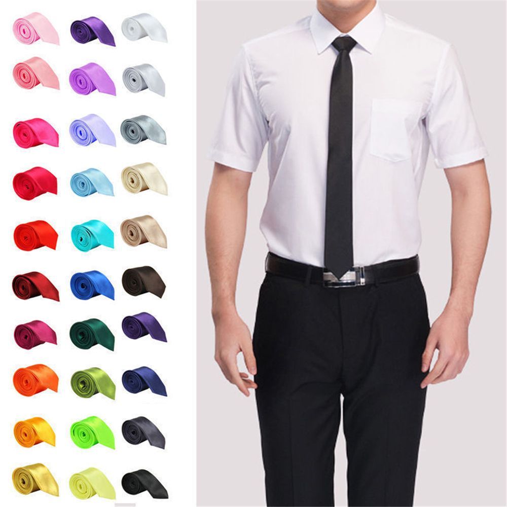 Skinny Tie Men - Fashion Skinny Solid Plain wedding Tie