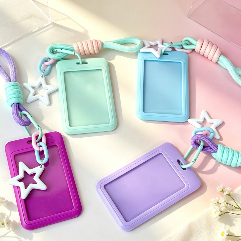 Lanyard Badge Holder - 1pc Cute Macaron Solid Color Card