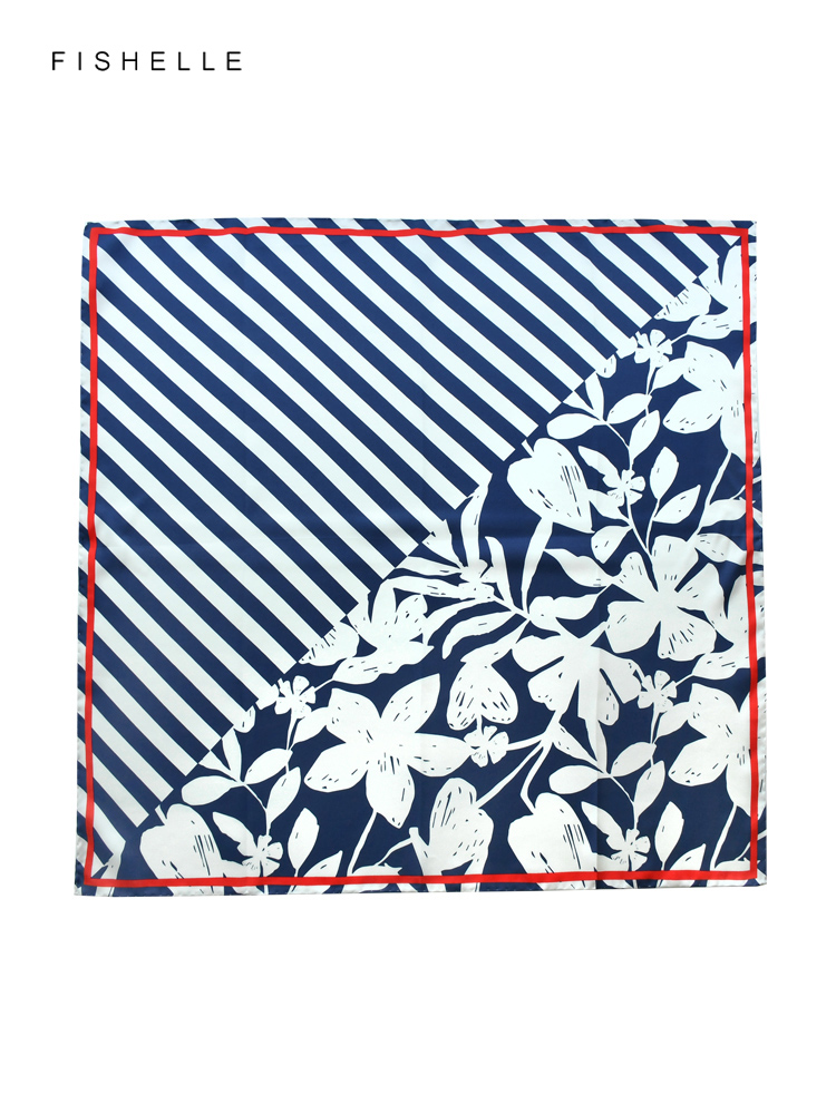 Blue white striped flower prin - Silk Tie Striped avis et prix