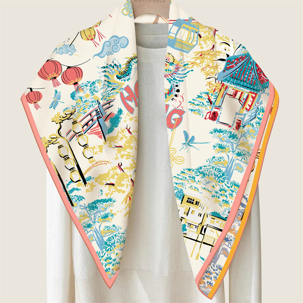 90CMTwill Silk Scarf Women Dou - Face Scarf Mask avis et prix