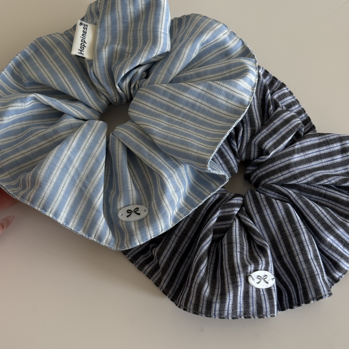 Blue Solid Color Silk Hair Ban - Silk Tie Striped avis et prix