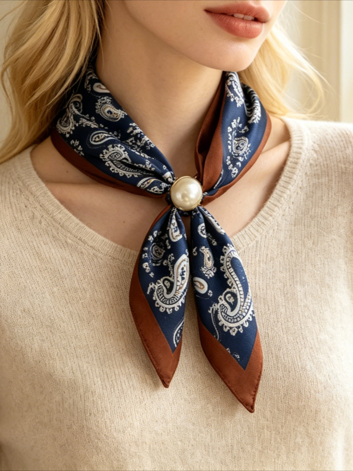 1 Women's Vintage Printed Sati - Ascot Neck Scarf avis et prix