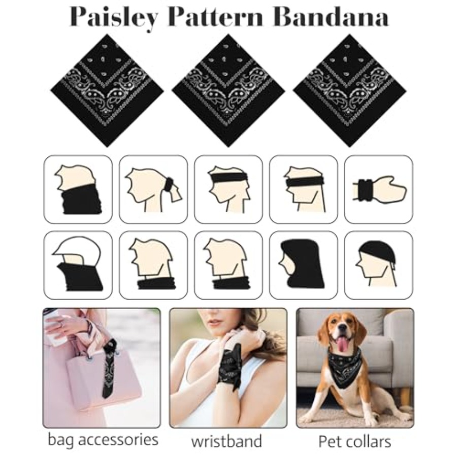 3/6/ Pack Bandanas for Women M - Handkerchief Cotton Men avis et prix