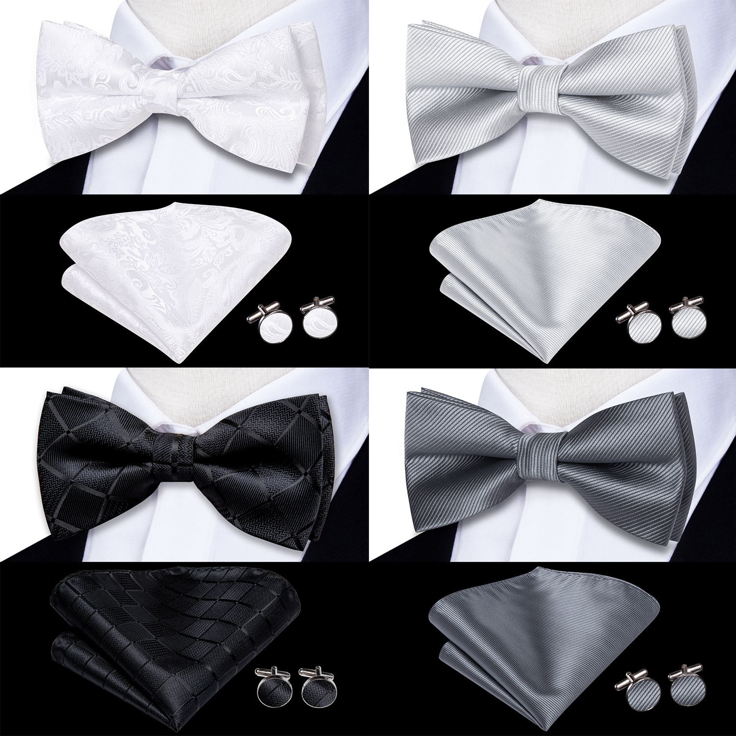 Hi-Tie Mens Bow Tie Hanky Cuff - Bow Tie Pre Tied avis et prix