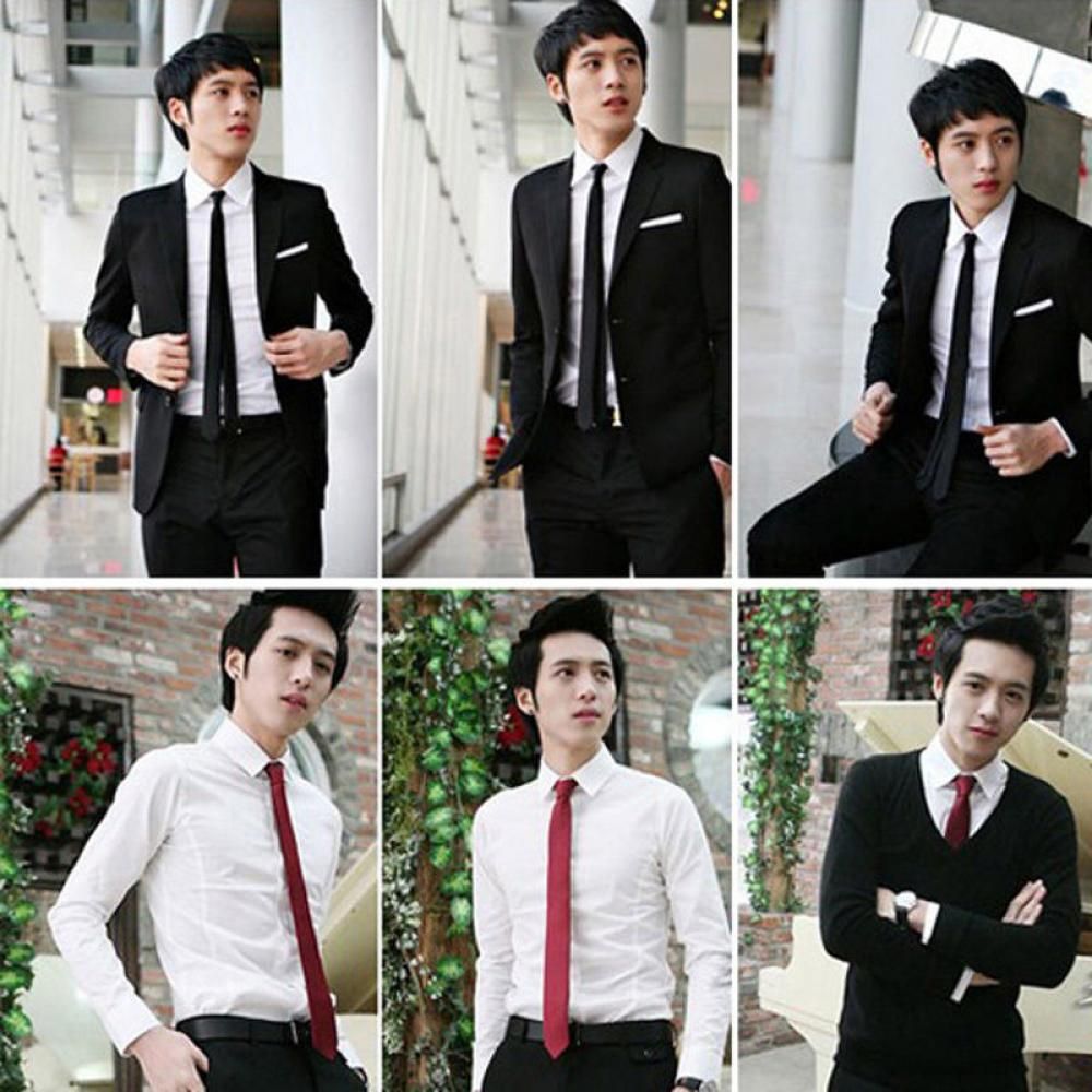 Fashion Skinny Solid Plain wed - Skinny Tie Men avis et prix