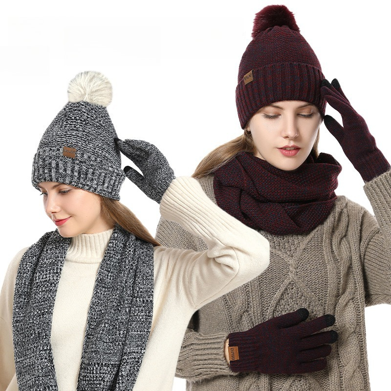 Women Winter 3Pcs Fleece Lined - Infinity Scarf Knit avis et prix