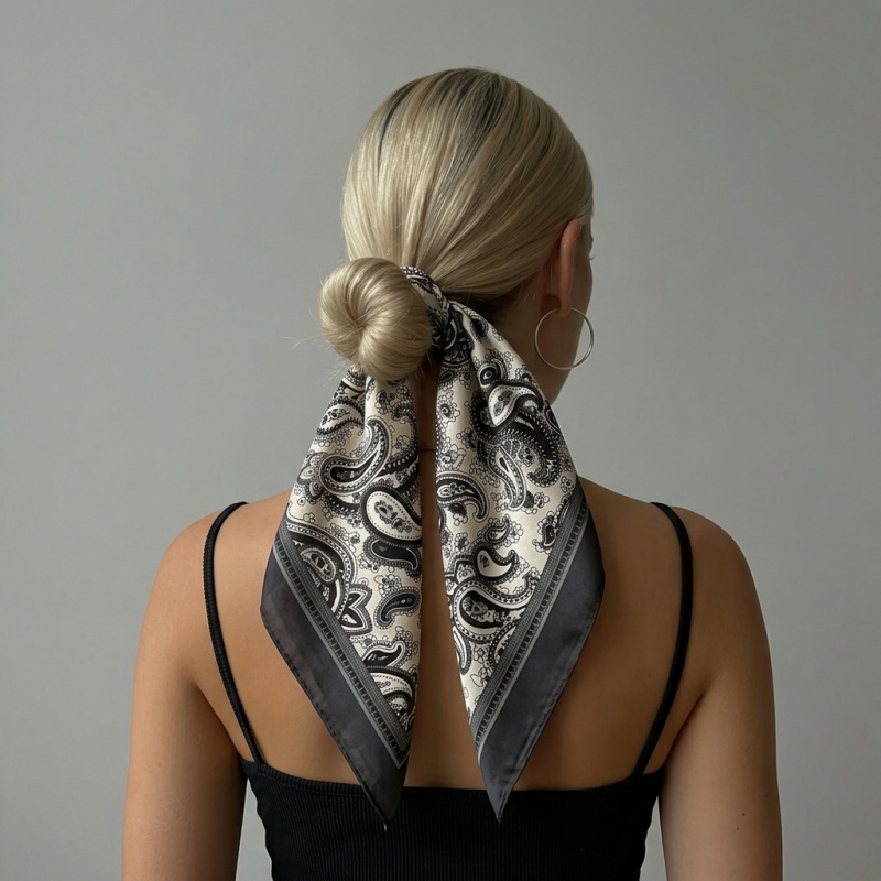 Luxury Satin Square Scarf Pais - Head Wrap Turban avis et prix