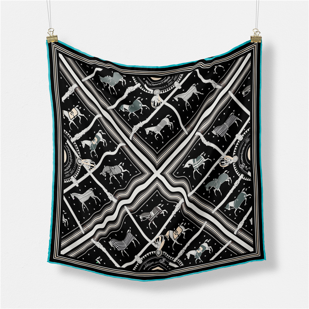 53CM Brand Small Plaid Horse P - Silk Neck Scarf avis et prix