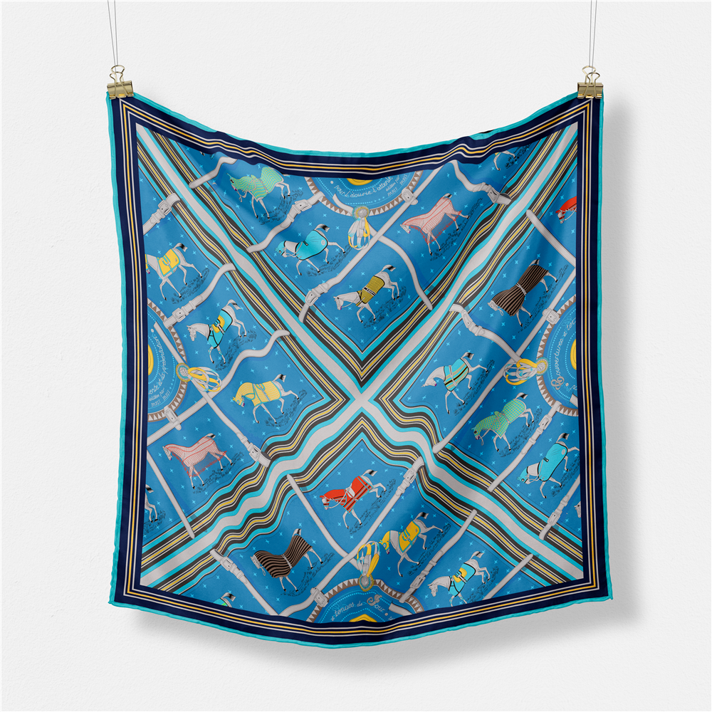 53CM Brand Small Plaid Horse P - Silk Neck Scarf avis et prix