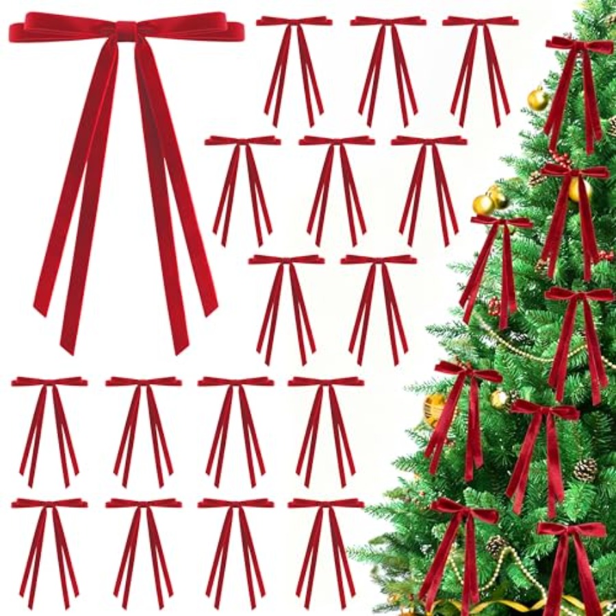 24 Pcs Christmas Bows for Tree - Bow Tie Pre Tied avis et prix