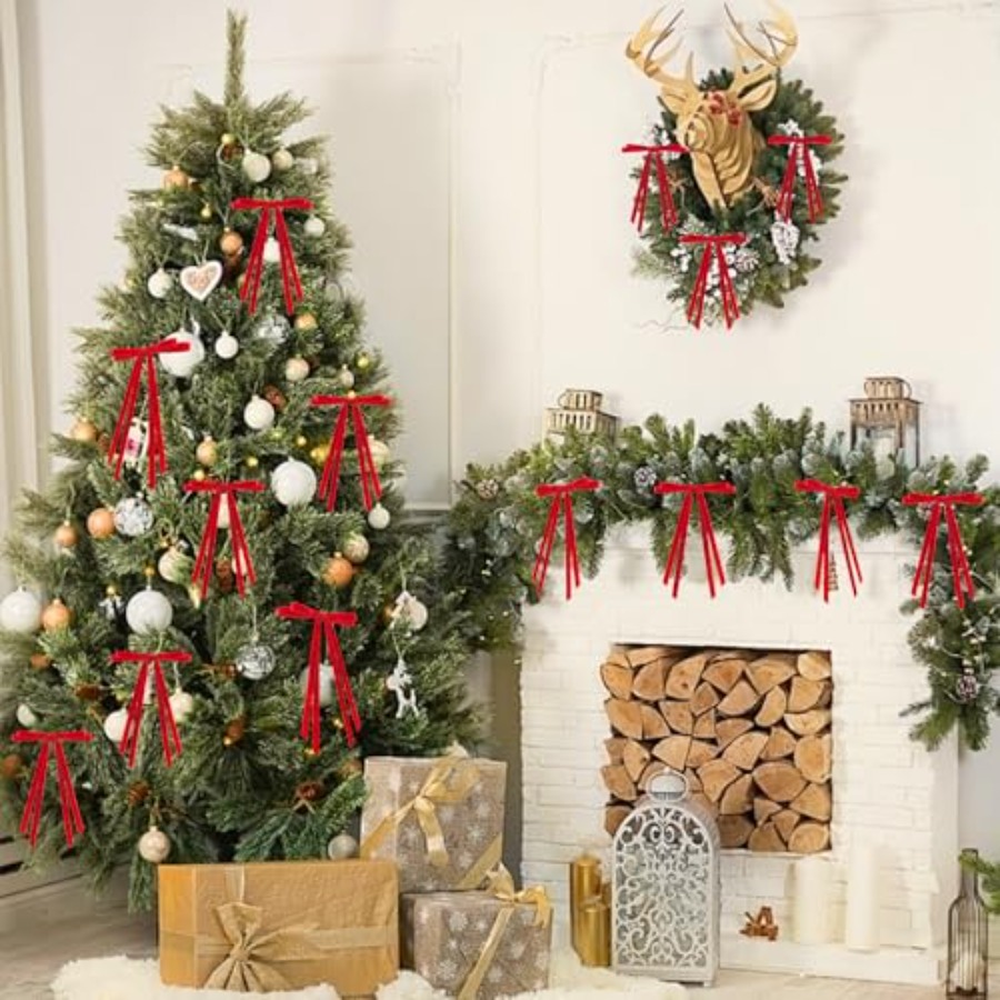 24 Pcs Christmas Bows for Tree - Bow Tie Pre Tied avis et prix