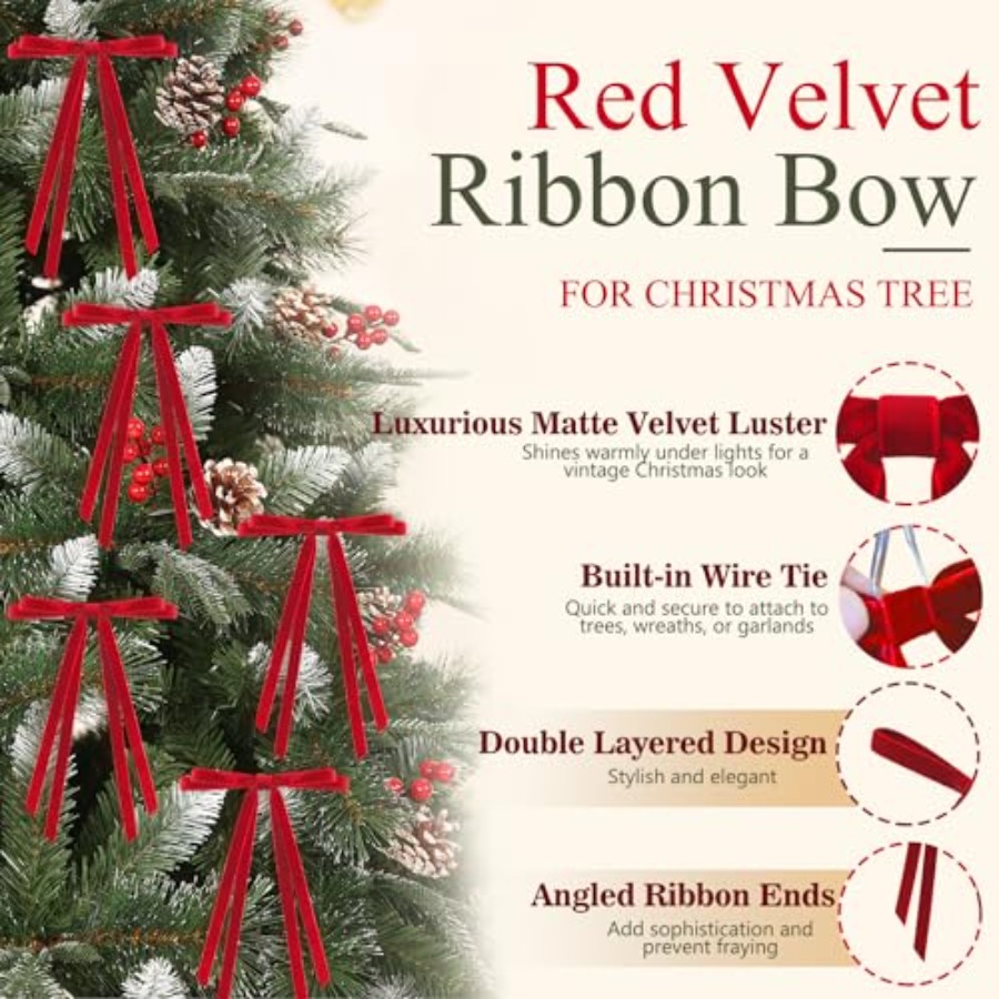 24 Pcs Christmas Bows for Tree - Bow Tie Pre Tied avis et prix