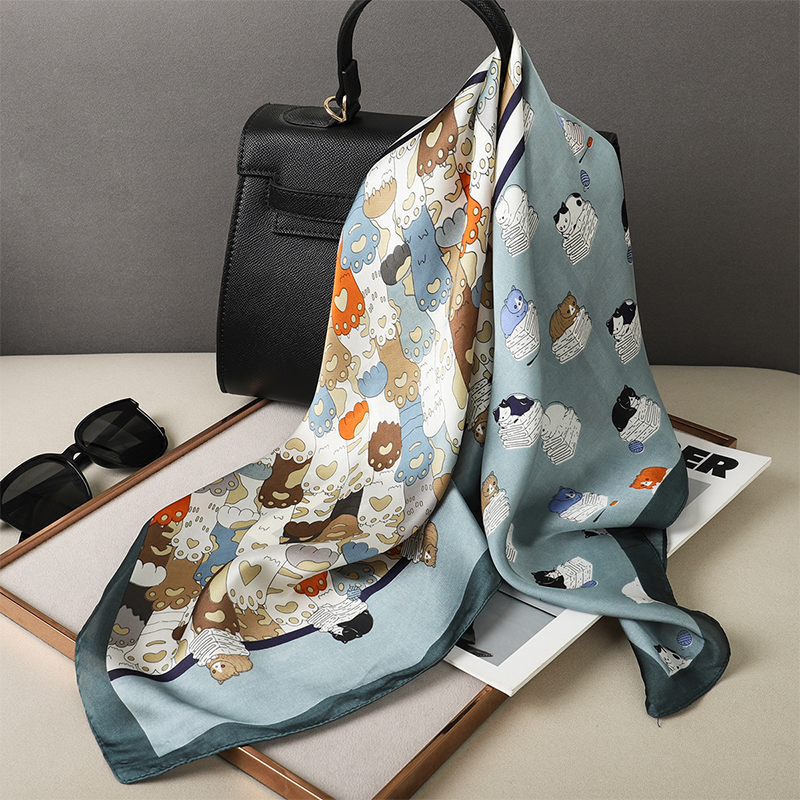 Luxury Silk Shawl Fat Cat Squa - Head Wrap Turban avis et prix