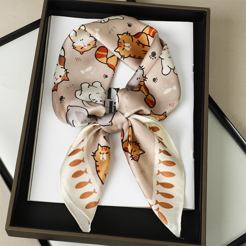 Luxury Silk Shawl Fat Cat Squa - Head Wrap Turban avis et prix