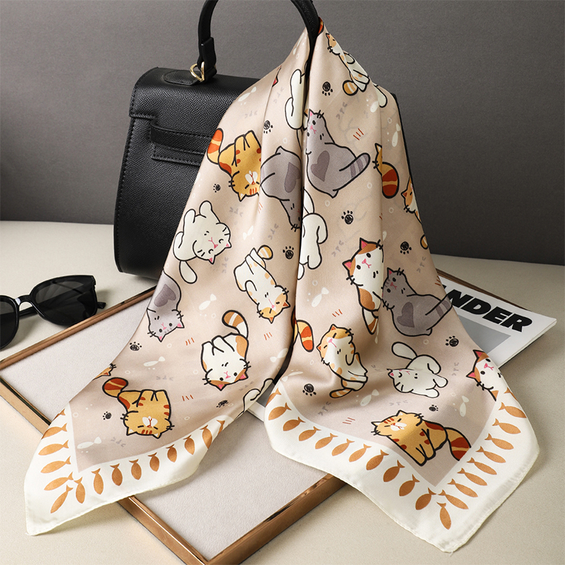 Luxury Silk Shawl Fat Cat Squa - Head Wrap Turban avis et prix