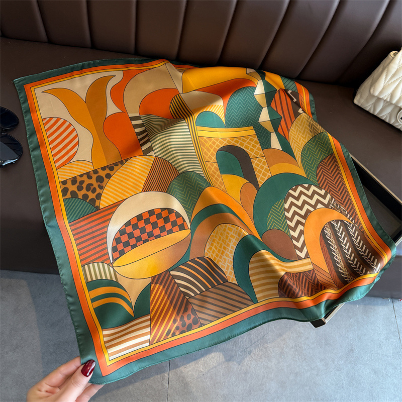 2026 New Geometry Print Silk S - Ascot Neck Scarf avis et prix