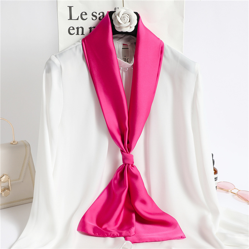 Red Solid Color Long Silk Scar - Ascot Neck Scarf avis et prix