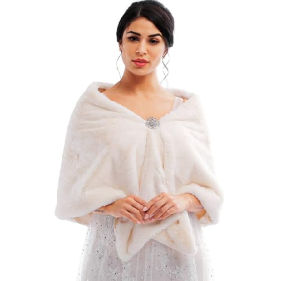 Bride Wedding Faux Fur Shawls  - Stole Wedding Shawl avis et prix
