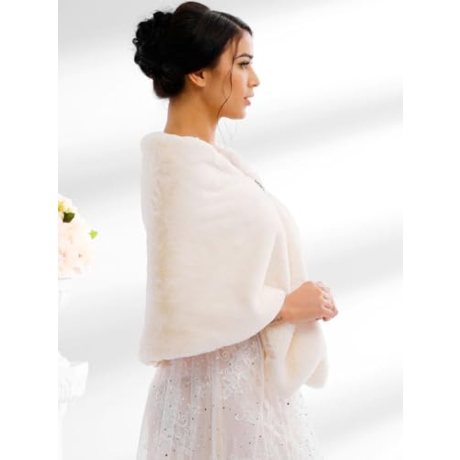 Bride Wedding Faux Fur Shawls  - Stole Wedding Shawl avis et prix