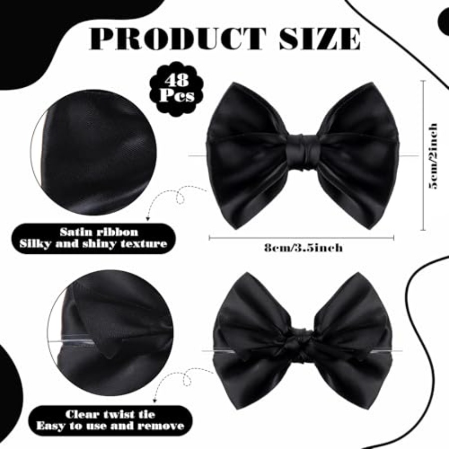 Black 48 Pcs 3.5 Inch Bows wit - Bow Tie Pre Tied avis et prix