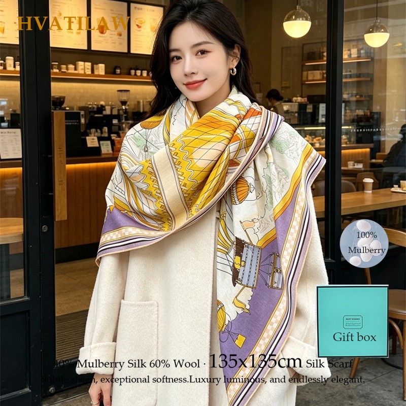 Fashion 135x135cm Silk Wool Sc - Pashmina Wrap Large avis et prix