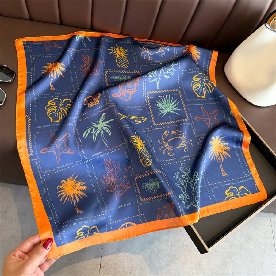 Blue Print Silk Square Scarf W - Bandana Cotton avis et prix